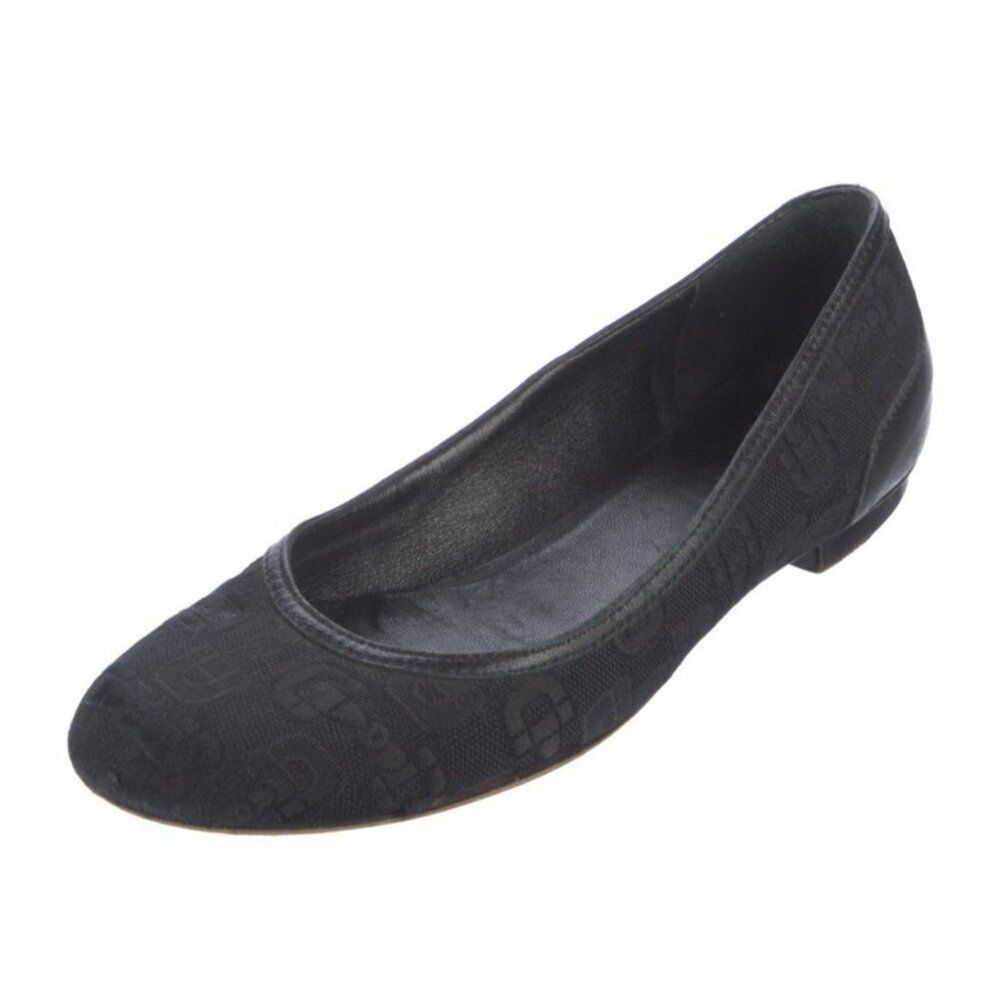 Gucci Authentic Solid Black Canvas Round Toe Ballet Flats 5 - Picture 2 of 10